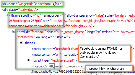 I frame in Facebook Like button