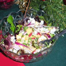 Salad With Apple, Celery, Hazelnuts and Roquefort Cheese