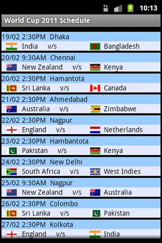 Cricket WorldCup2011 Schedules