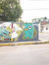 Mural perry y kick buttoski