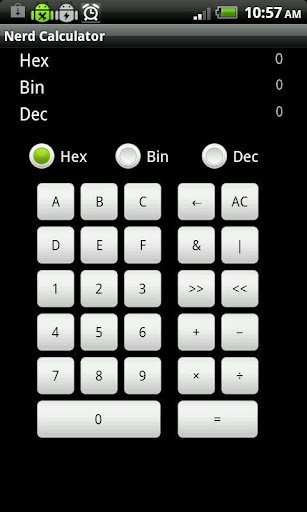 Nerd Calculator - Binary Hex