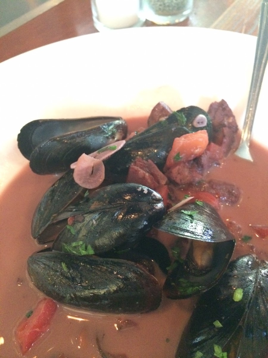 Mussels with Chorizo! Ate most of them before I took the photo.