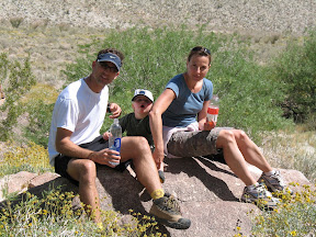 Dave, Joey and Holly take a break in RockHouse Canyon.