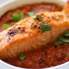 Stoplight Piperade with Spicy Broiled Salmon