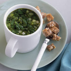 Green Onion And Watercress Soup With Cheese Croutons