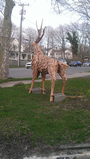 Wooden Deer Statue 