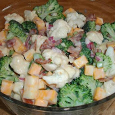 Broccoli Cauliflower Bacon Salad