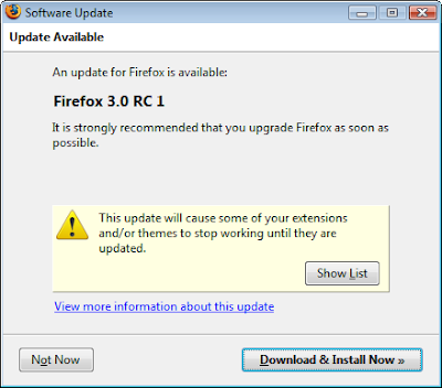 Firefox 3 Release Candidate 1 - update