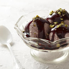 Pistachio Ice Cream with Thyme-Cabernet Caramel