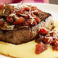 Steaks with Tomato-Mushroom Ragu