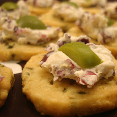 Manchego Olive Crackers with Creamy Parmesan Radicchio Spread