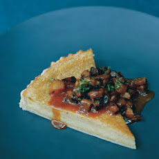 Chess Pie with Blackened Pineapple Salsa and Caramel Sauce
