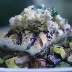 Grilled Halibut with Fennel & Green Olive Tapenade
