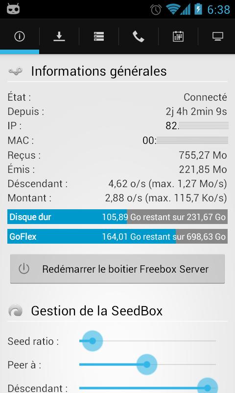Android application kFreebox screenshort