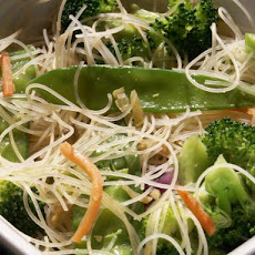 Rice Noodles with Ginger and Snow Peas