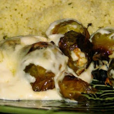 English Roasted Brussels Sprouts in Cheese Sauce