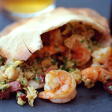 Chickpea, Shrimp, and Chorizo Pita Sandwiches