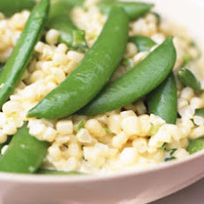 Creamy Corn with Sugar Snap Peas and Scallions