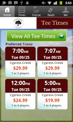 Cypress Creek Tee Times