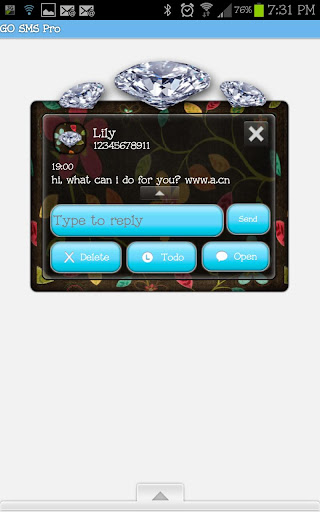 【免費個人化App】GO SMS - VintageFlowerDiamond-APP點子