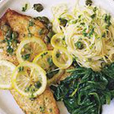 Piccata-Style Fish Fillets with Thin Pasta and Wilted Spinach