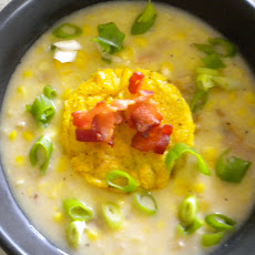 Creamy Corn & Clam Chowder with Crispy Polenta Croutons