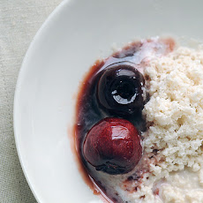 Almond Ice with Glazed Cherries