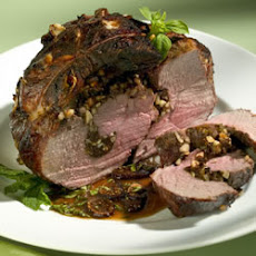 Stuffed Leg of Lamb with Balsamic-Fig-Basil Sauce