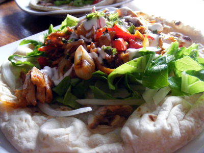 doner kebab in naan. Kebabs are intrinsically