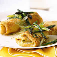 Cheese Matzo Blintzes with Asparagus and Dill