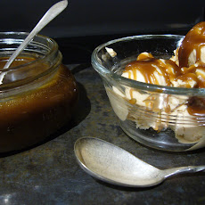 Banana-Peanut Butter Ice Cream with Salted Bourbon-Caramel Sauce