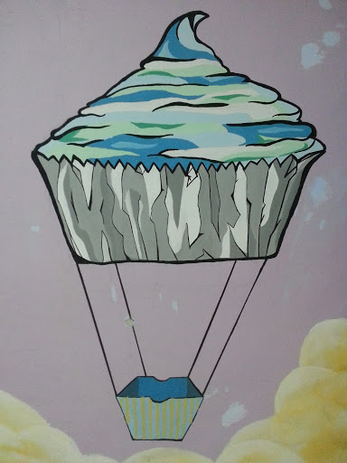 Cupcake Air Balloon Mural
