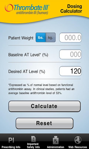 Thrombate III® Calculator