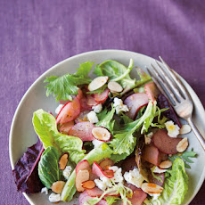 Shaved Rhubarb Salad with Almonds and Cheese