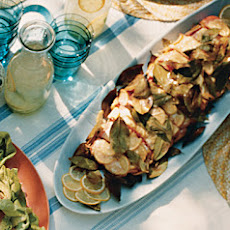 Grilled Salmon Wrapped in Lemon and Bay Leaves