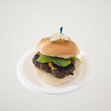 Bison Burger with Garlic Mayo and Caramelized Onions