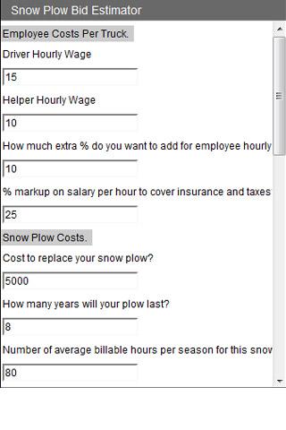 Snow Plow Bid Estimator