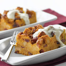 Pumpkin Bread Pudding with Brown Sugar-Yogurt Sauce