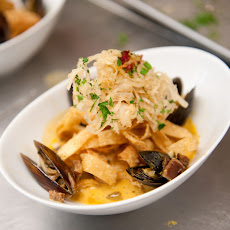 Paella Inspired Seafood Pasta with a Cognac Cream Sauce