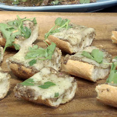 Grilled French Bread Pizza with Mushroom Pesto and Fontina Cheese