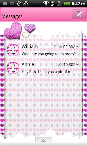 GO SMS THEME HeartsNClouds4U