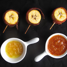 Bacon-rolled Plantains with Yellow chilli Sauce