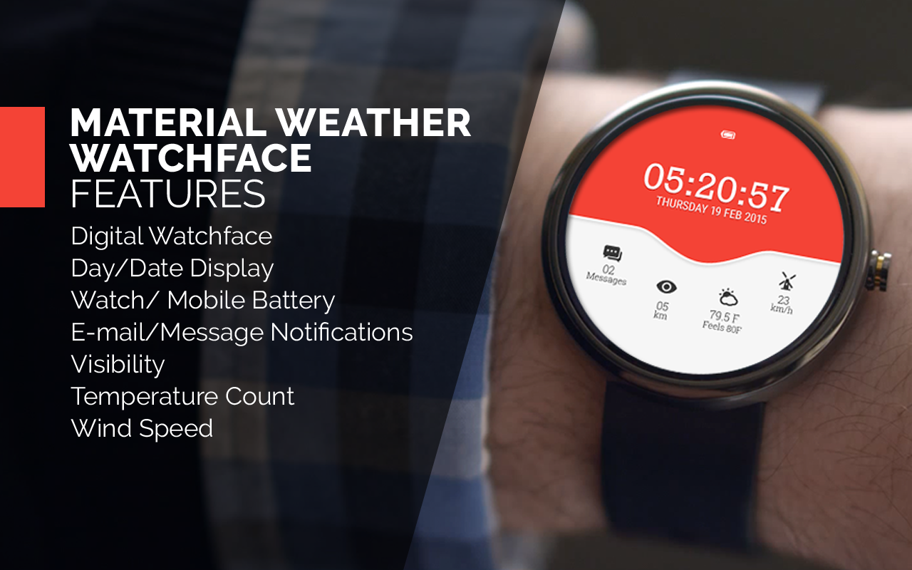 Android application Material Weather Watch Face screenshort