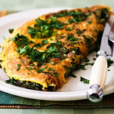 Red Kale and Cheese Omelette for Two