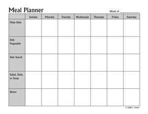 meal planning calendar template