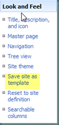 Site Template Option Using Browser
