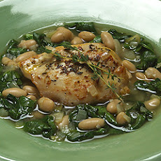 Braised Chicken With Baby Spinach & White Beans