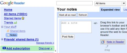 Google Reader notes