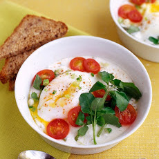 Poached Egg with Baked Yogurt and Watercress