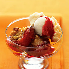 Streusel-Roasted Plums with Vanilla Ice Cream